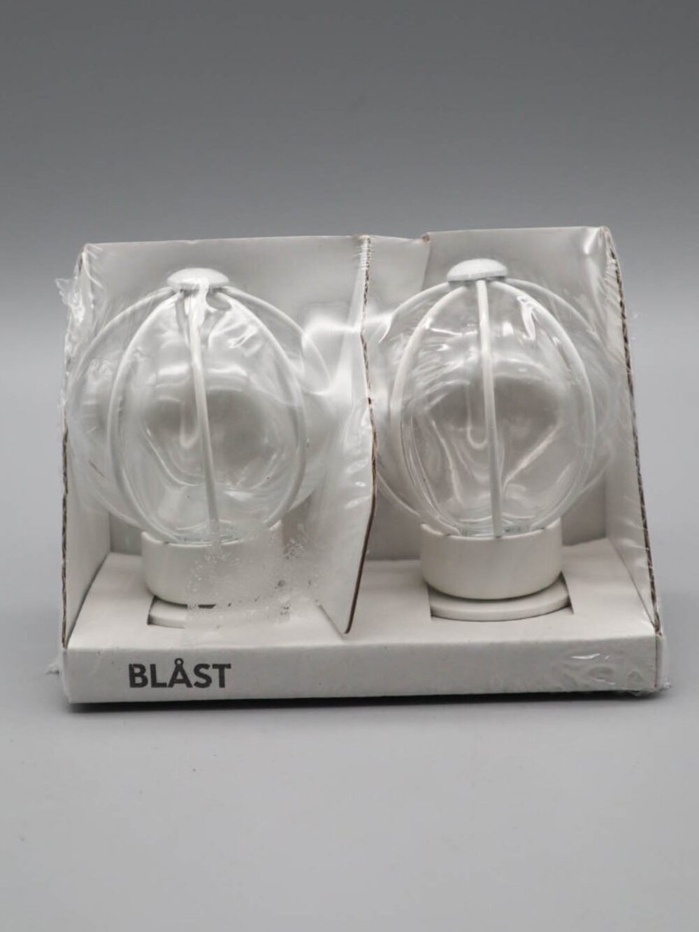 Ikea Blast Glass Globe White Cage Curtain Round Rod Finials Ends Caps 23146 NEW
